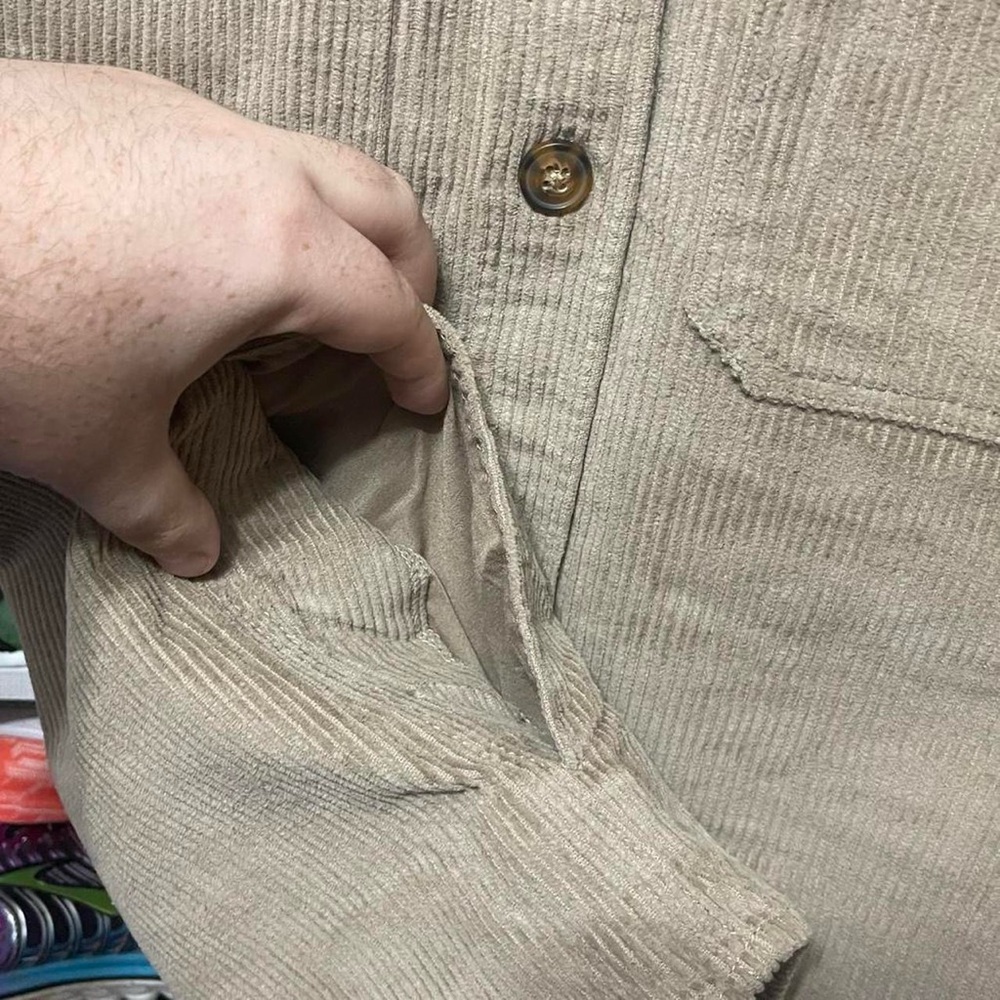 thick Brown Corduroy Buffalo David button up Flannel Vertical texture Jacket top - Picture 3 of 6